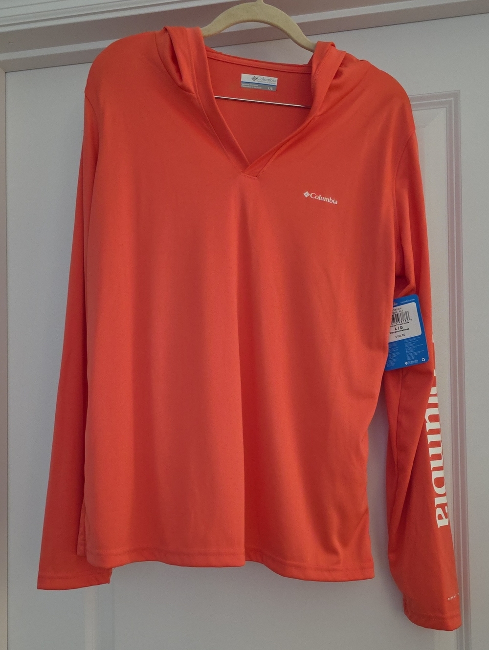 Columbia Women's Hooded Long-Sleeve Swim Shirt - Bright Coral.